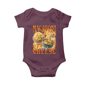 Macaroni And Cheese Meme Baby Onesie Vintage 90s Style Funny Foodie Bootleg Graphic TS10 Maroon Print Your Wear