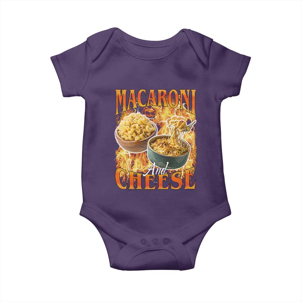 Macaroni And Cheese Meme Baby Onesie Vintage 90s Style Funny Foodie Bootleg Graphic TS10 Purple Print Your Wear