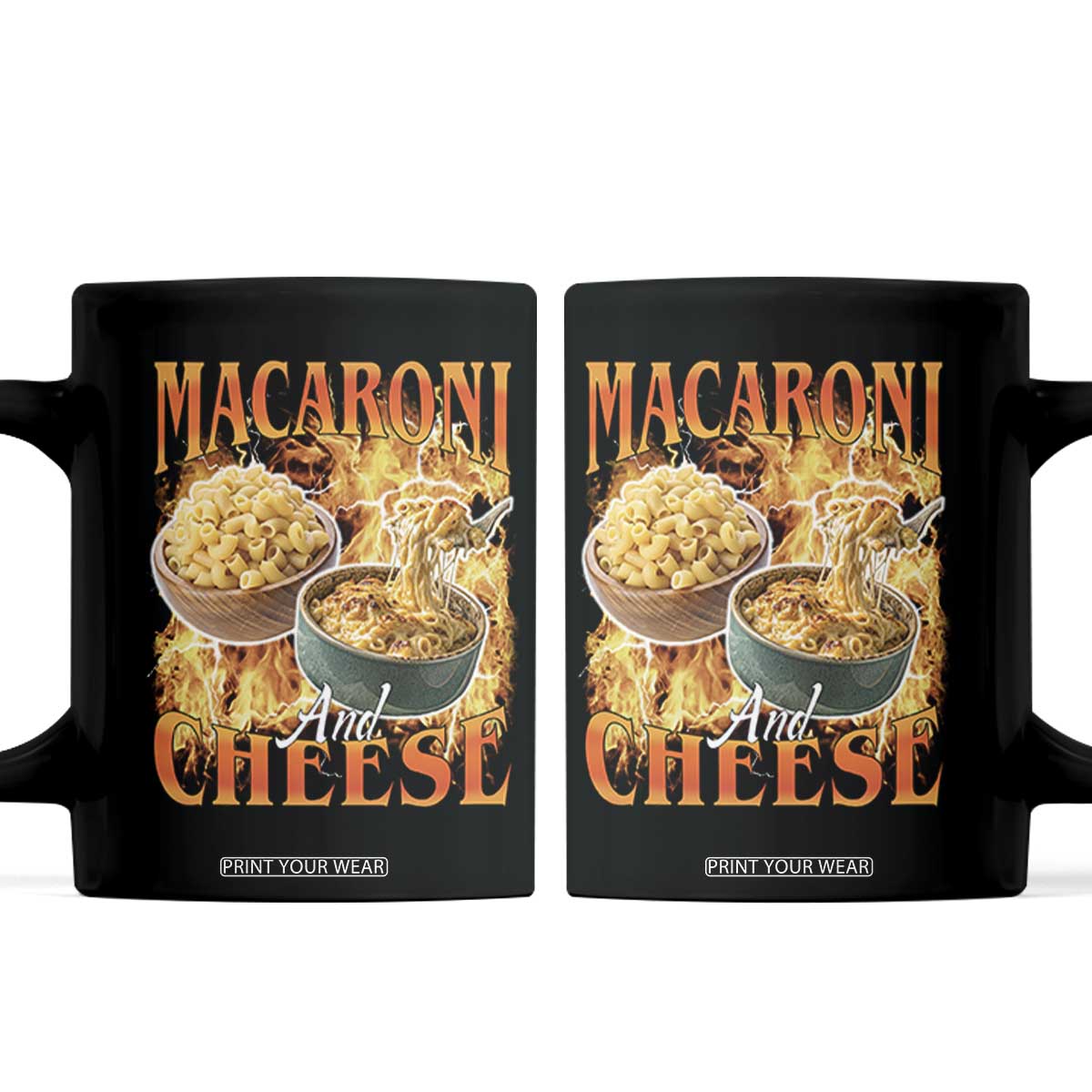 Macaroni And Cheese Meme Coffee Mug Vintage 90s Style Funny Foodie Bootleg Graphic TS10 Black Print Your Wear