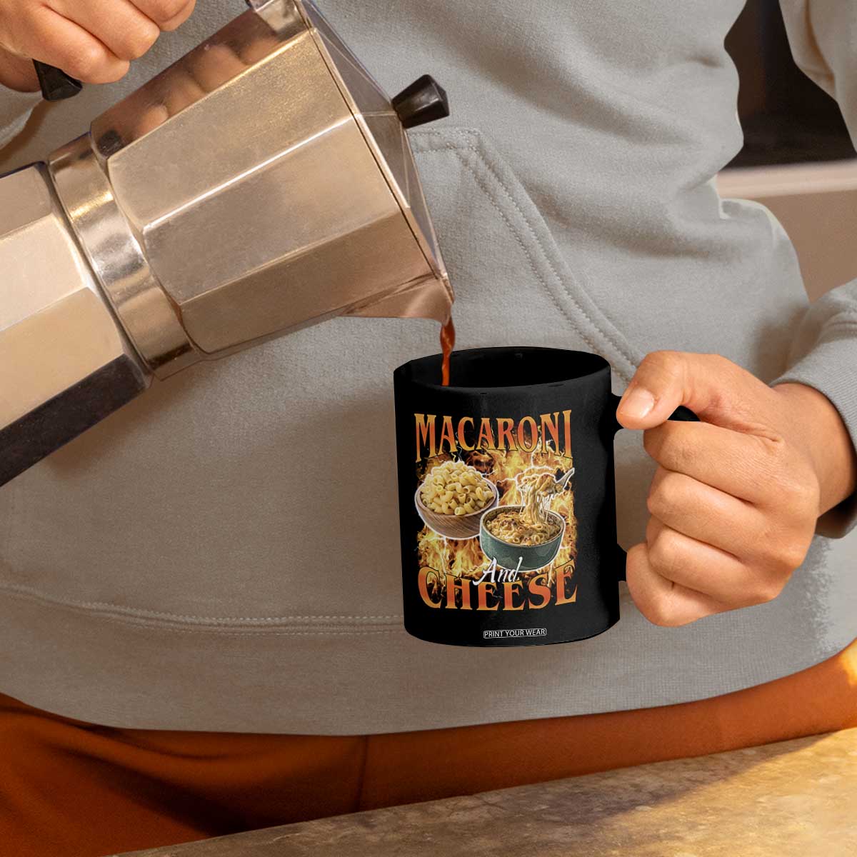 Macaroni And Cheese Meme Coffee Mug Vintage 90s Style Funny Foodie Bootleg Graphic TS10 Print Your Wear