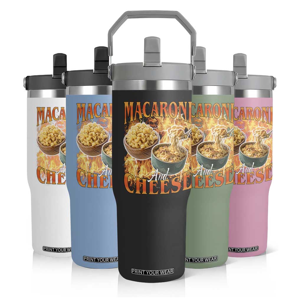 Macaroni And Cheese Meme Flip Straw Tumbler Vintage 90s Style Funny Foodie Bootleg Graphic TS10 Print Your Wear