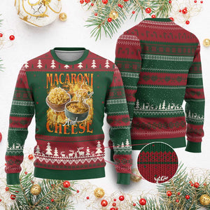 Macaroni And Cheese Meme Ugly Christmas Sweater Vintage 90s Style Funny Foodie Bootleg Graphic TS10 Red Green Print Your Wear