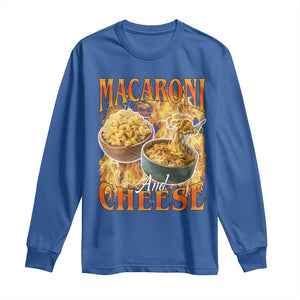 Macaroni And Cheese Meme Long Sleeve Shirt Vintage 90s Style Funny Foodie Bootleg Graphic TS10 Royal Blue Print Your Wear
