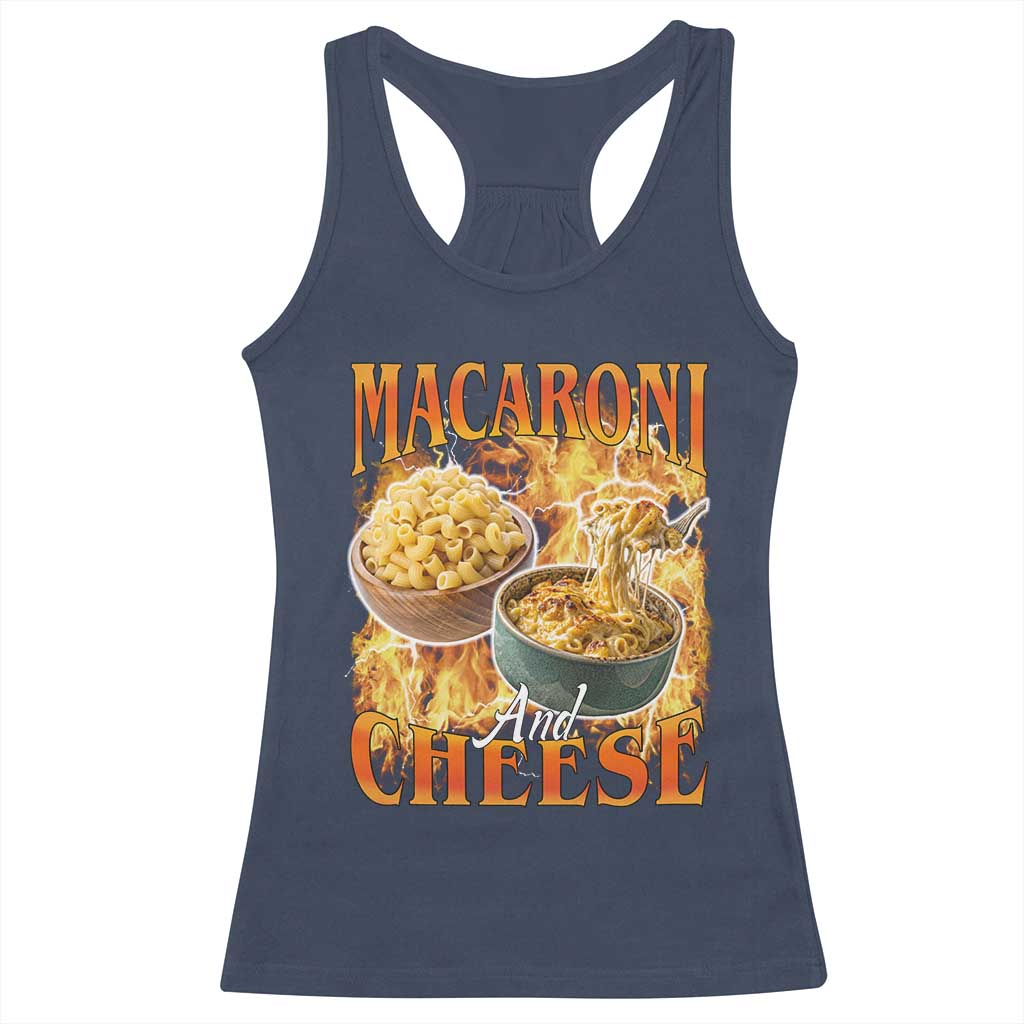Macaroni And Cheese Meme Racerback Tank Top Vintage 90s Style Funny Foodie Bootleg Graphic TS10 Navy Print Your Wear