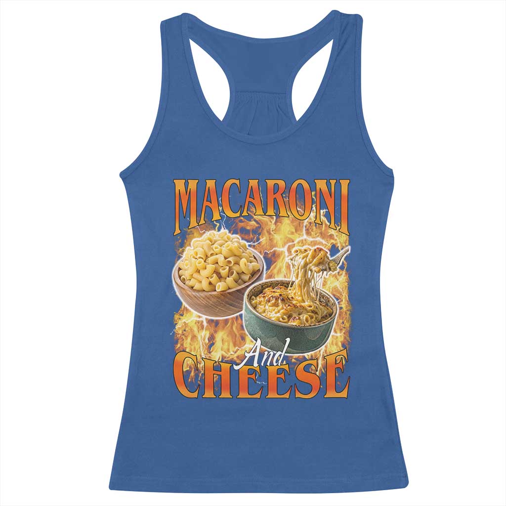 Macaroni And Cheese Meme Racerback Tank Top Vintage 90s Style Funny Foodie Bootleg Graphic TS10 Royal Blue Print Your Wear