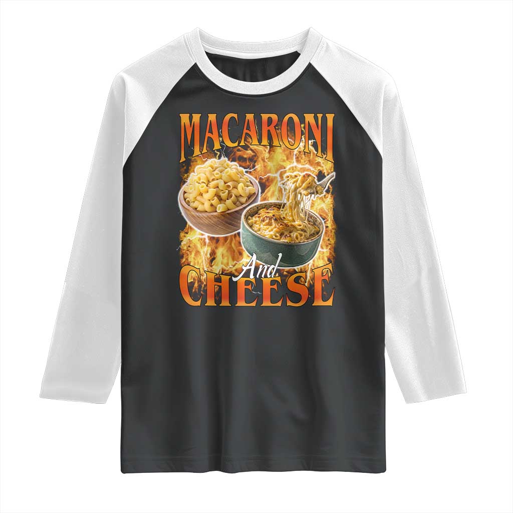Macaroni And Cheese Meme Raglan Shirt Vintage 90s Style Funny Foodie Bootleg Graphic TS10 Black White Print Your Wear