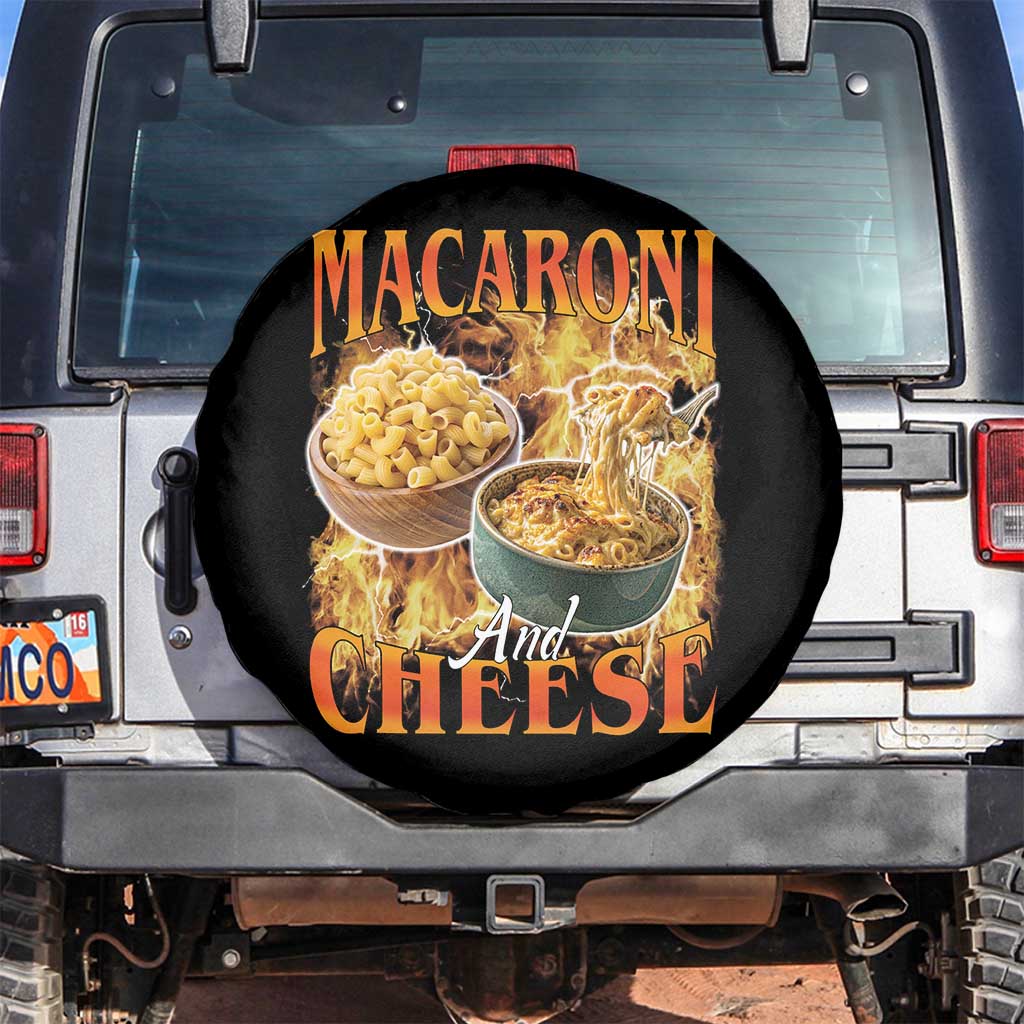 Macaroni And Cheese Meme Spare Tire Cover Vintage 90s Style Funny Foodie Bootleg Graphic TS10 No hole Black Print Your Wear
