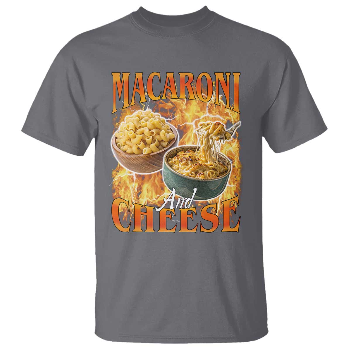 Macaroni And Cheese Meme T Shirt Vintage 90s Style Funny Foodie Bootleg Graphic TS10 Charcoal Print Your Wear
