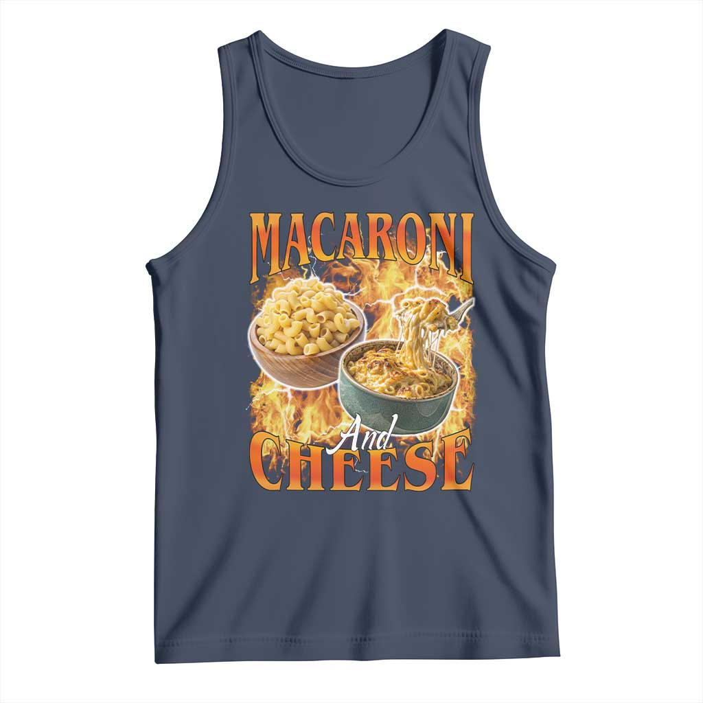 Macaroni And Cheese Meme Tank Top Vintage 90s Style Funny Foodie Bootleg Graphic TS10 Navy Print Your Wear