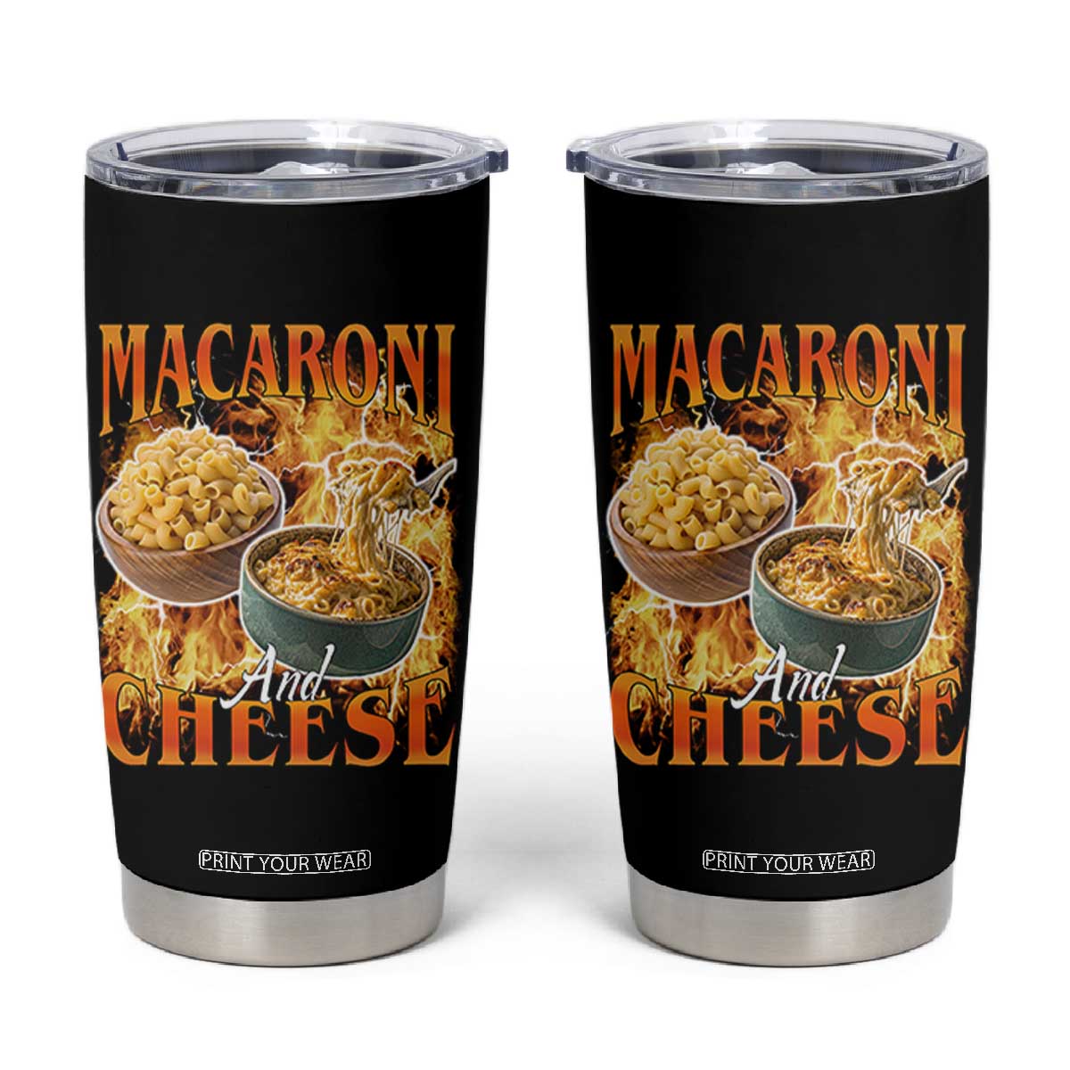 Macaroni And Cheese Meme Tumbler Cup Vintage 90s Style Funny Foodie Bootleg Graphic TS10 Black Print Your Wear