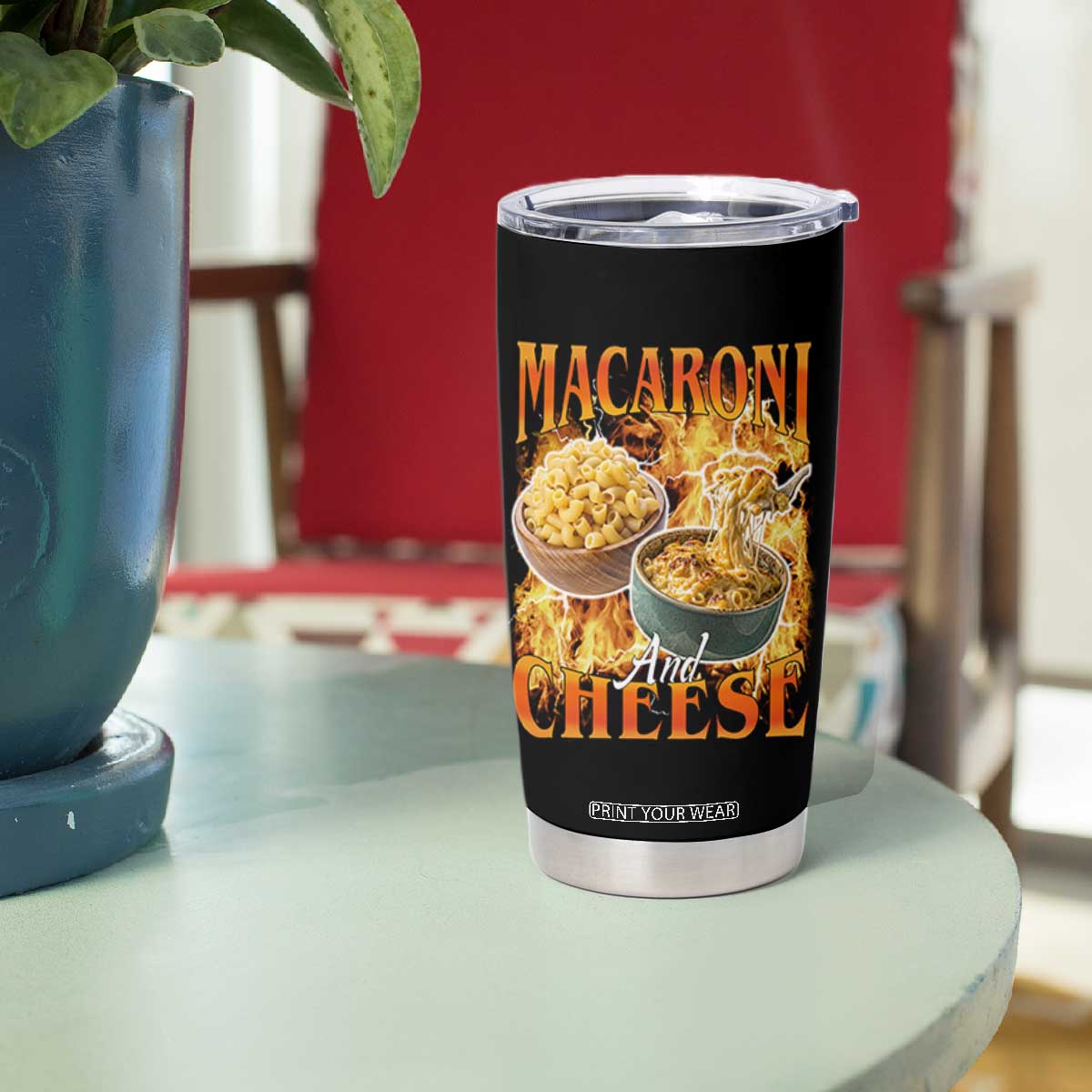Macaroni And Cheese Meme Tumbler Cup Vintage 90s Style Funny Foodie Bootleg Graphic TS10 Print Your Wear