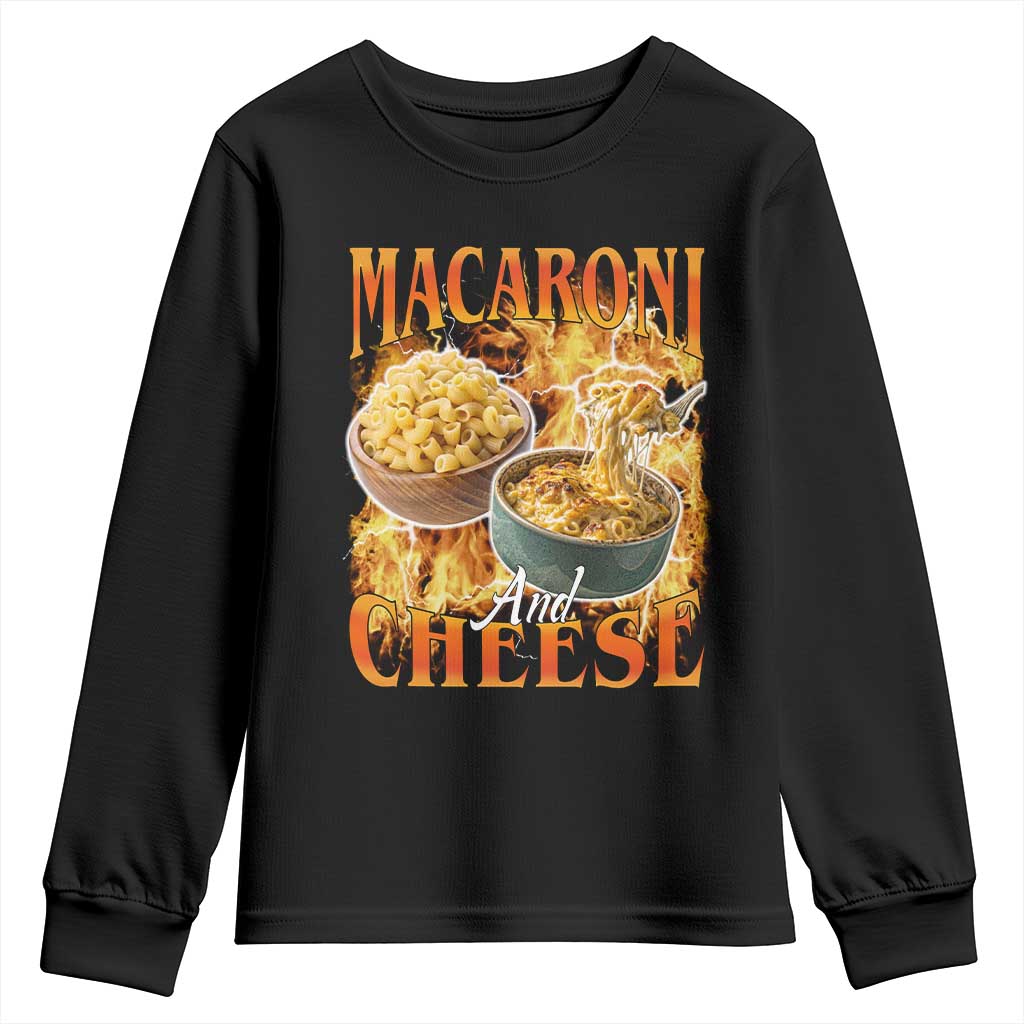 Macaroni And Cheese Meme Youth Sweatshirt Vintage 90s Style Funny Foodie Bootleg Graphic TS10 Black Print Your Wear