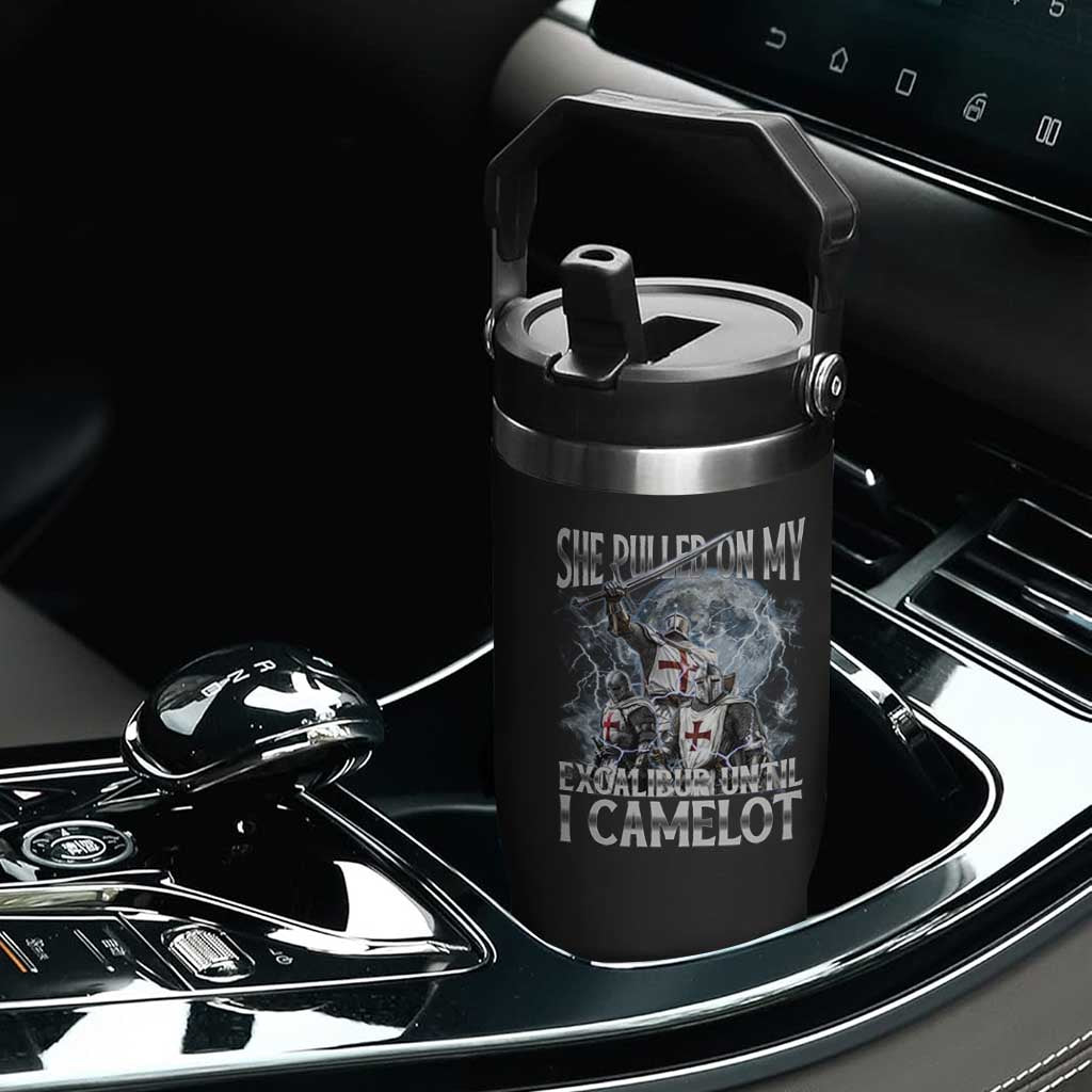 Funny Offensive Knight Meme Flip Straw Tumbler She Pulled On My Excalibur Bootleg TS10 Print Your Wear