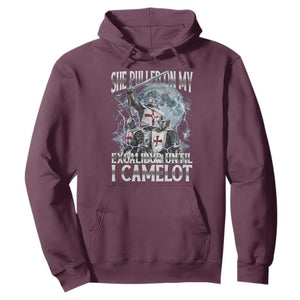 Funny Offensive Knight Meme Hoodie She Pulled On My Excalibur Bootleg TS10 Maroon Print Your Wear