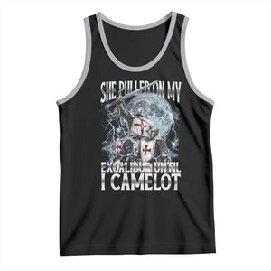 Funny Offensive Knight Meme Tank Top She Pulled On My Excalibur Bootleg TS10 Black Athletic Heather Print Your Wear
