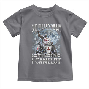 Funny Offensive Knight Meme Toddler T Shirt She Pulled On My Excalibur Bootleg TS10 Charcoal Print Your Wear