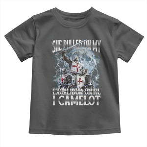 Funny Offensive Knight Meme Toddler T Shirt She Pulled On My Excalibur Bootleg TS10 Dark Heather Print Your Wear