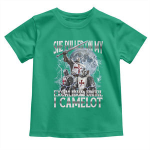 Funny Offensive Knight Meme Toddler T Shirt She Pulled On My Excalibur Bootleg TS10 Irish Green Print Your Wear