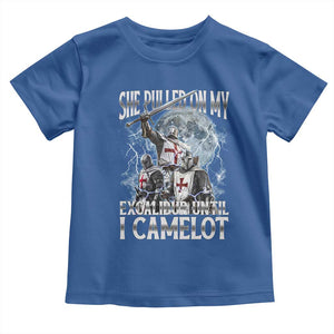 Funny Offensive Knight Meme Toddler T Shirt She Pulled On My Excalibur Bootleg TS10 Royal Blue Print Your Wear