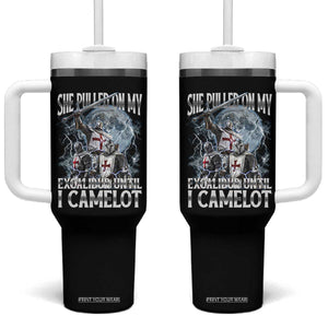 Funny Offensive Knight Meme Tumbler With Handle She Pulled On My Excalibur Bootleg TS10 One Size: 40 oz Black Print Your Wear