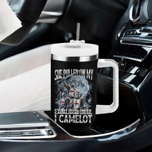 Funny Offensive Knight Meme Tumbler With Handle She Pulled On My Excalibur Bootleg TS10 Print Your Wear