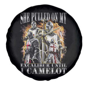 Funny Knight Meme Spare Tire Cover She Pulled On My Excalibur Offensive Medieval Warrior Bootleg TS10 Print Your Wear