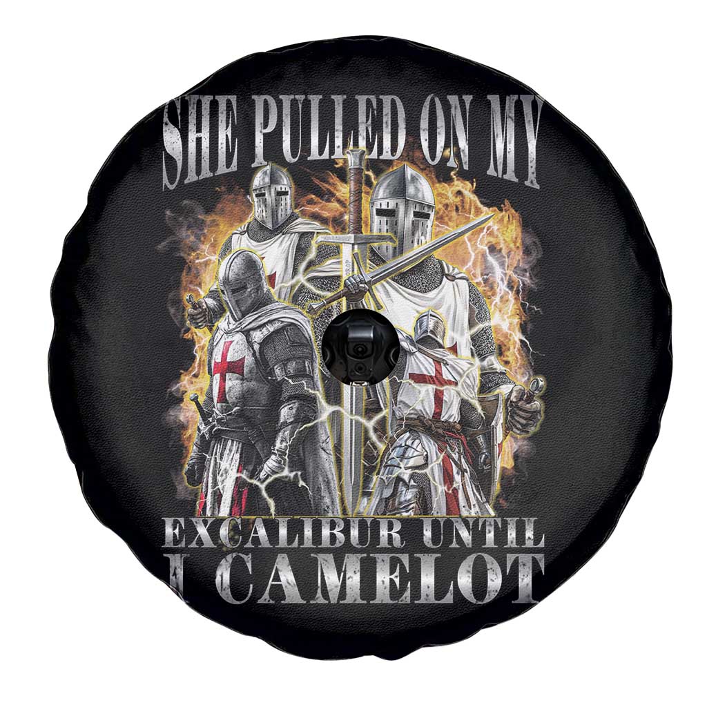 Funny Knight Meme Spare Tire Cover She Pulled On My Excalibur Offensive Medieval Warrior Bootleg TS10 Print Your Wear