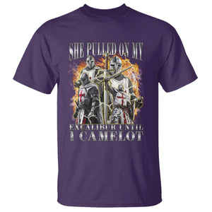 Funny Knight Meme T Shirt She Pulled On My Excalibur Offensive Medieval Warrior Bootleg TS10 Purple Print Your Wear