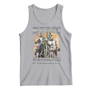 Funny Knight Meme Tank Top She Pulled On My Excalibur Offensive Medieval Warrior Bootleg TS10 Athletic Heather Print Your Wear