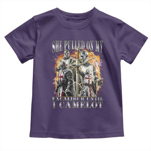 Funny Knight Meme Toddler T Shirt She Pulled On My Excalibur Offensive Medieval Warrior Bootleg TS10 Purple Print Your Wear