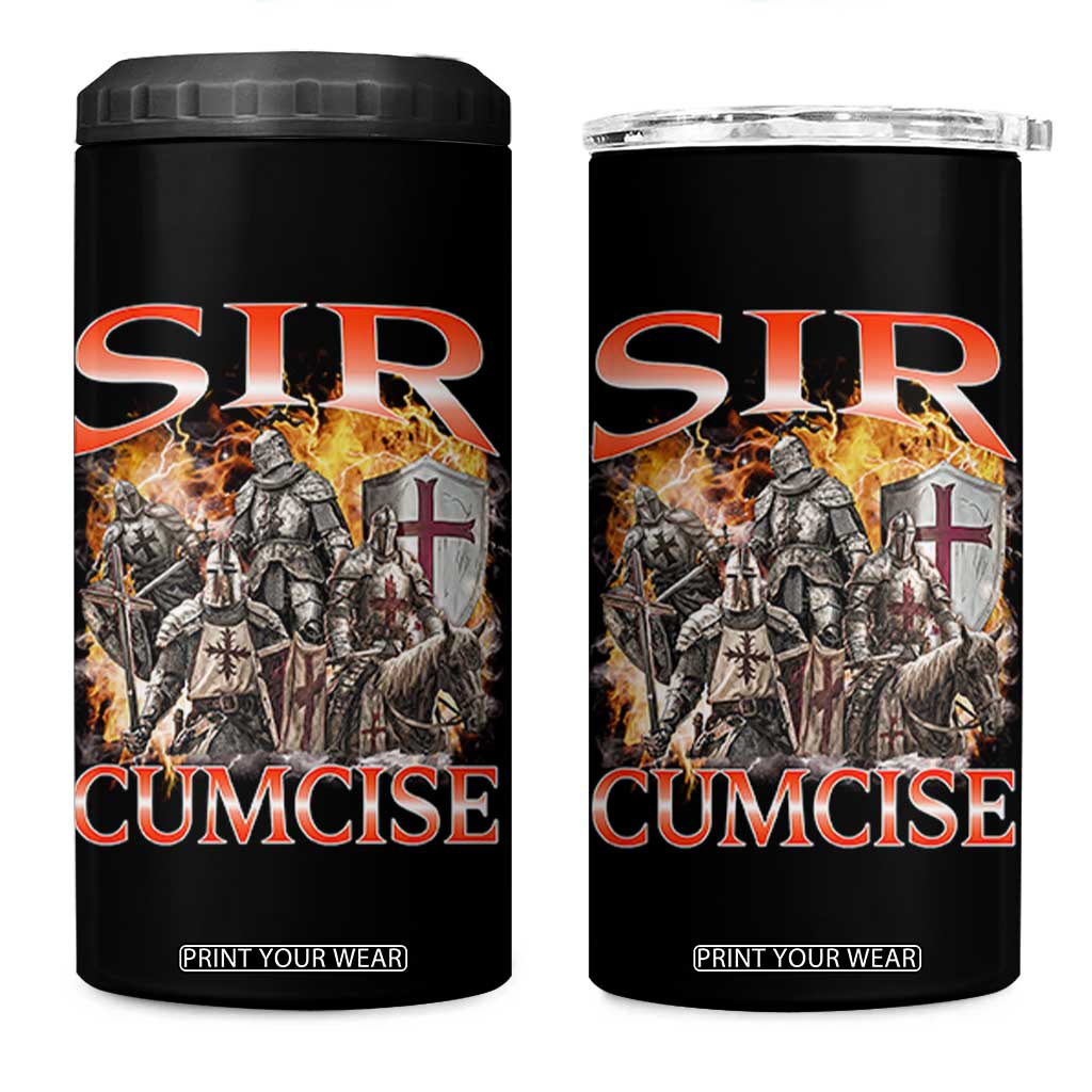 Knight Meme 4 in 1 Can Cooler Tumbler Sir Cumcise Funny Bootleg Graphic TS10 One Size: 16 oz Black Print Your Wear