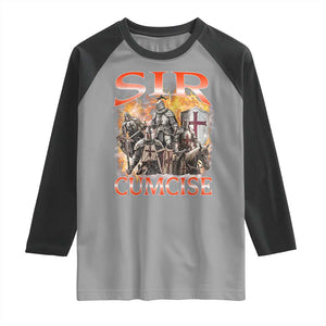 Knight Meme Raglan Shirt Sir Cumcise Funny Bootleg Graphic TS10 Sport Gray Black Print Your Wear