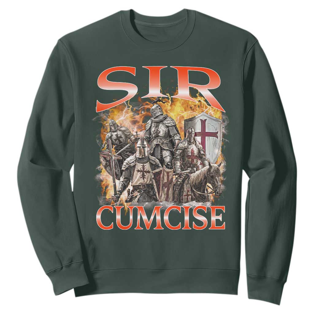 Knight Meme Sweatshirt Sir Cumcise Funny Bootleg Graphic TS10 Dark Forest Green Print Your Wear