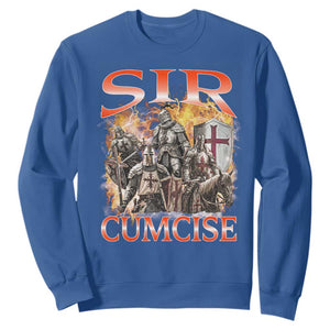 Knight Meme Sweatshirt Sir Cumcise Funny Bootleg Graphic TS10 Royal Blue Print Your Wear