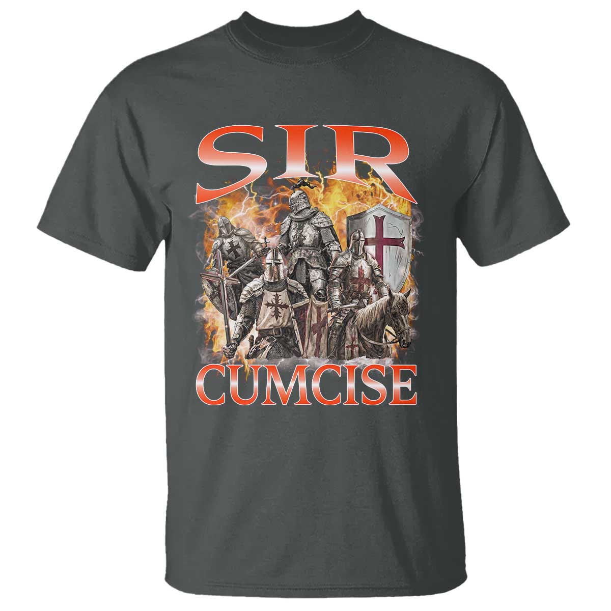 Knight Meme T Shirt Sir Cumcise Funny Bootleg Graphic TS10 Dark Heather Print Your Wear