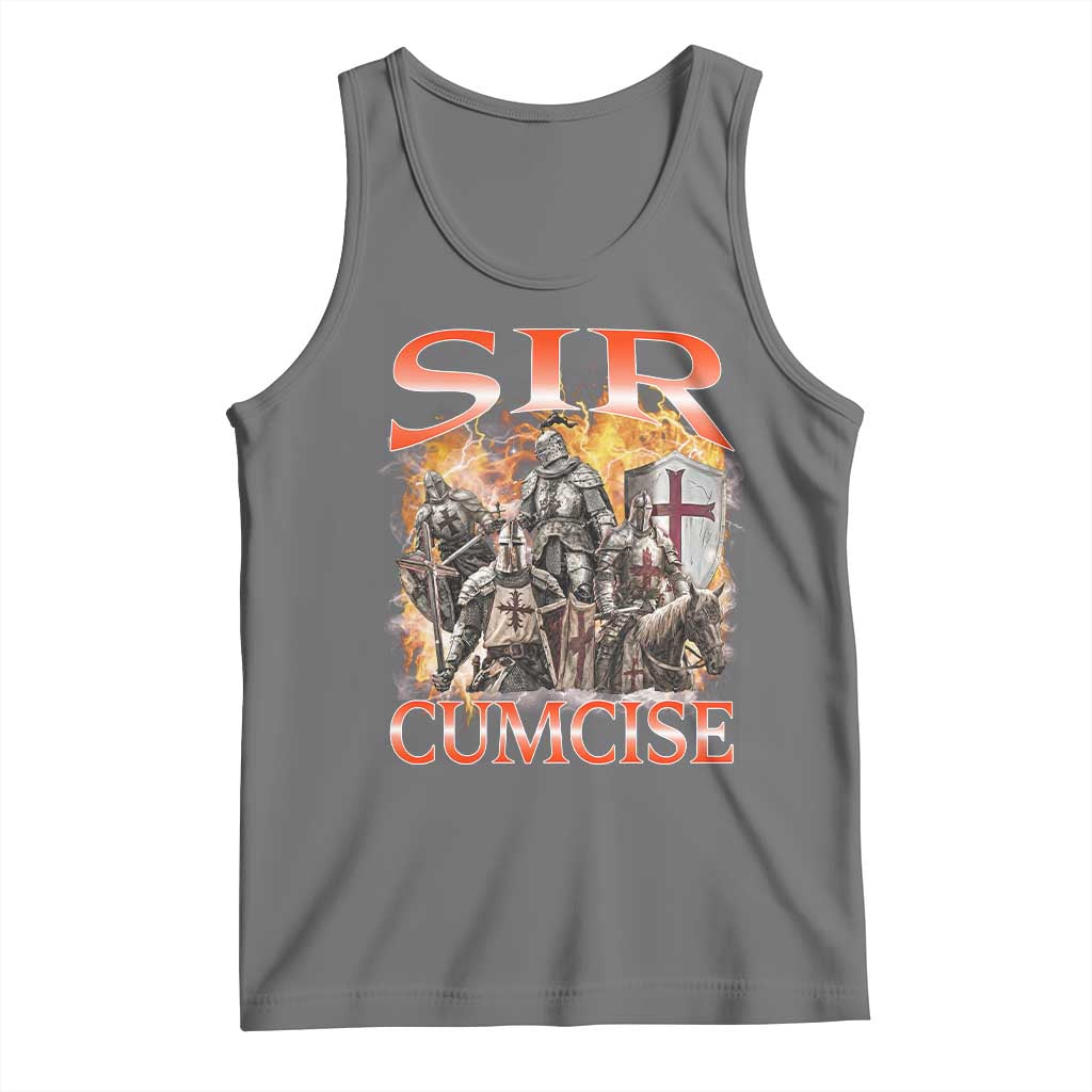 Knight Meme Tank Top Sir Cumcise Funny Bootleg Graphic TS10 Black Heather Print Your Wear