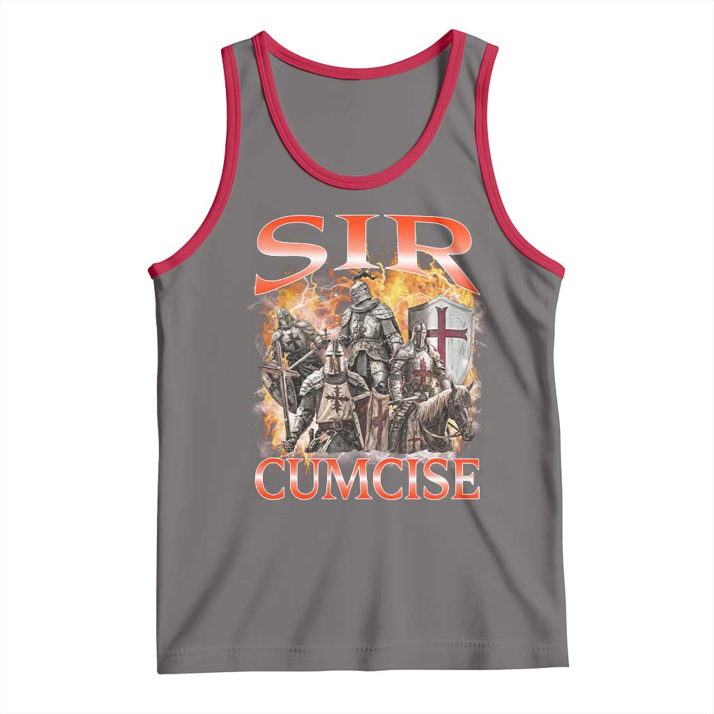 Knight Meme Tank Top Sir Cumcise Funny Bootleg Graphic TS10 Deep Heather Red Print Your Wear