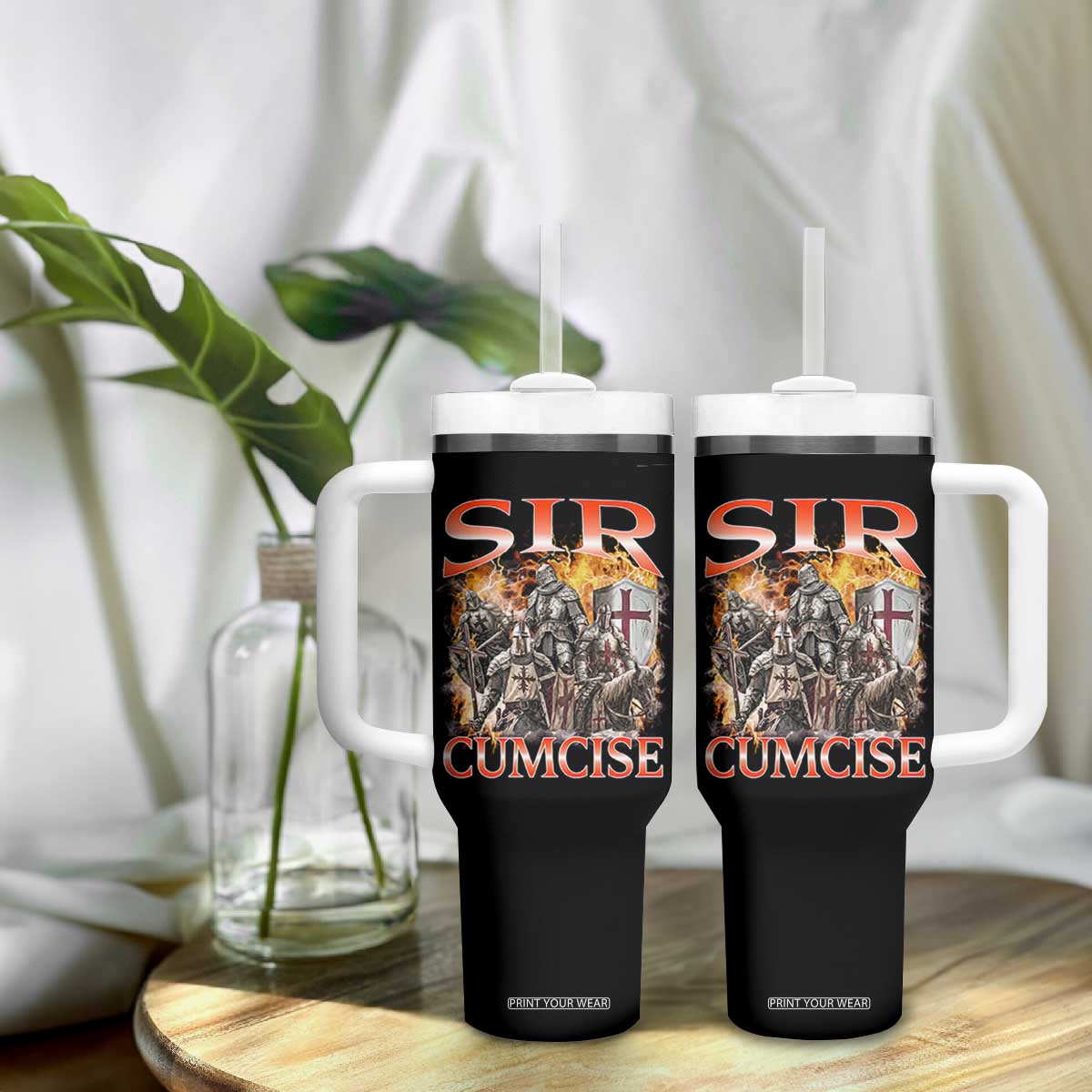 Knight Meme Tumbler With Handle Sir Cumcise Funny Bootleg Graphic TS10 Print Your Wear
