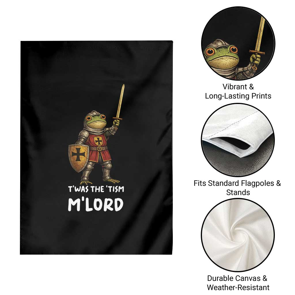 Knight Frog Garden Flag Funny T'was The Tism M'Lord Vintage Autism Medieval TS10 Print Your Wear