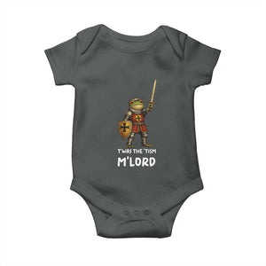 Knight Frog Baby Onesie Funny T'was The Tism M'Lord Vintage Autism Medieval TS10 Dark Heather Print Your Wear