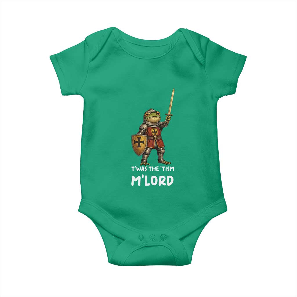 Knight Frog Baby Onesie Funny T'was The Tism M'Lord Vintage Autism Medieval TS10 Irish Green Print Your Wear