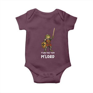 Knight Frog Baby Onesie Funny T'was The Tism M'Lord Vintage Autism Medieval TS10 Maroon Print Your Wear