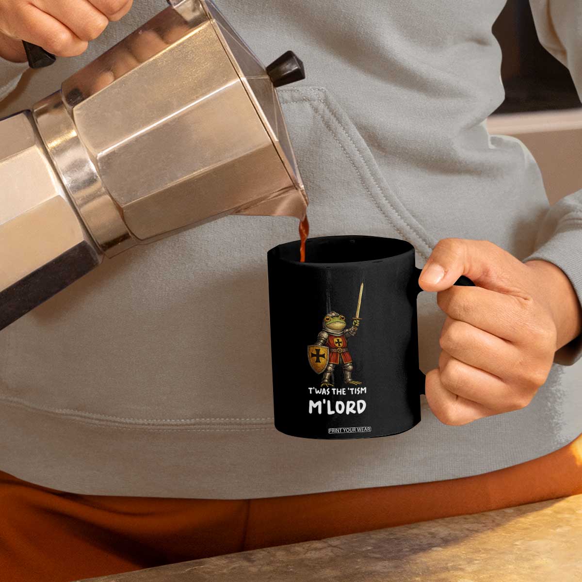 Knight Frog Coffee Mug Funny T'was The Tism M'Lord Vintage Autism Medieval TS10 Print Your Wear