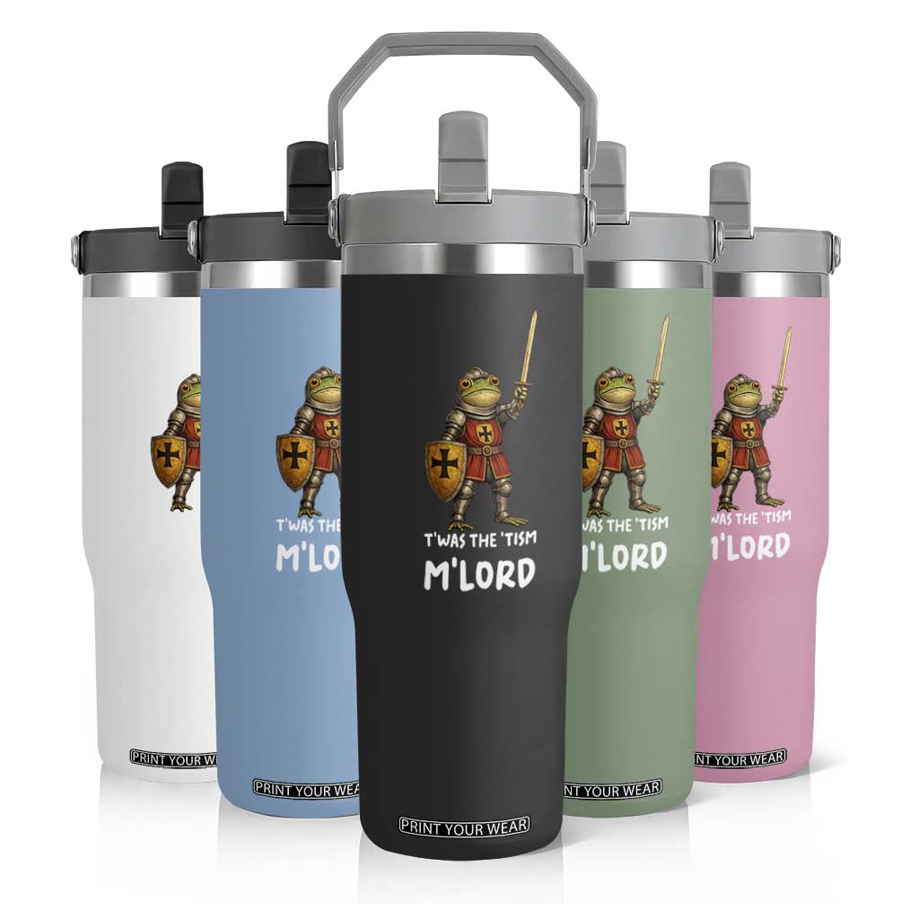 Knight Frog Flip Straw Tumbler Funny T'was The Tism M'Lord Vintage Autism Medieval TS10 Print Your Wear
