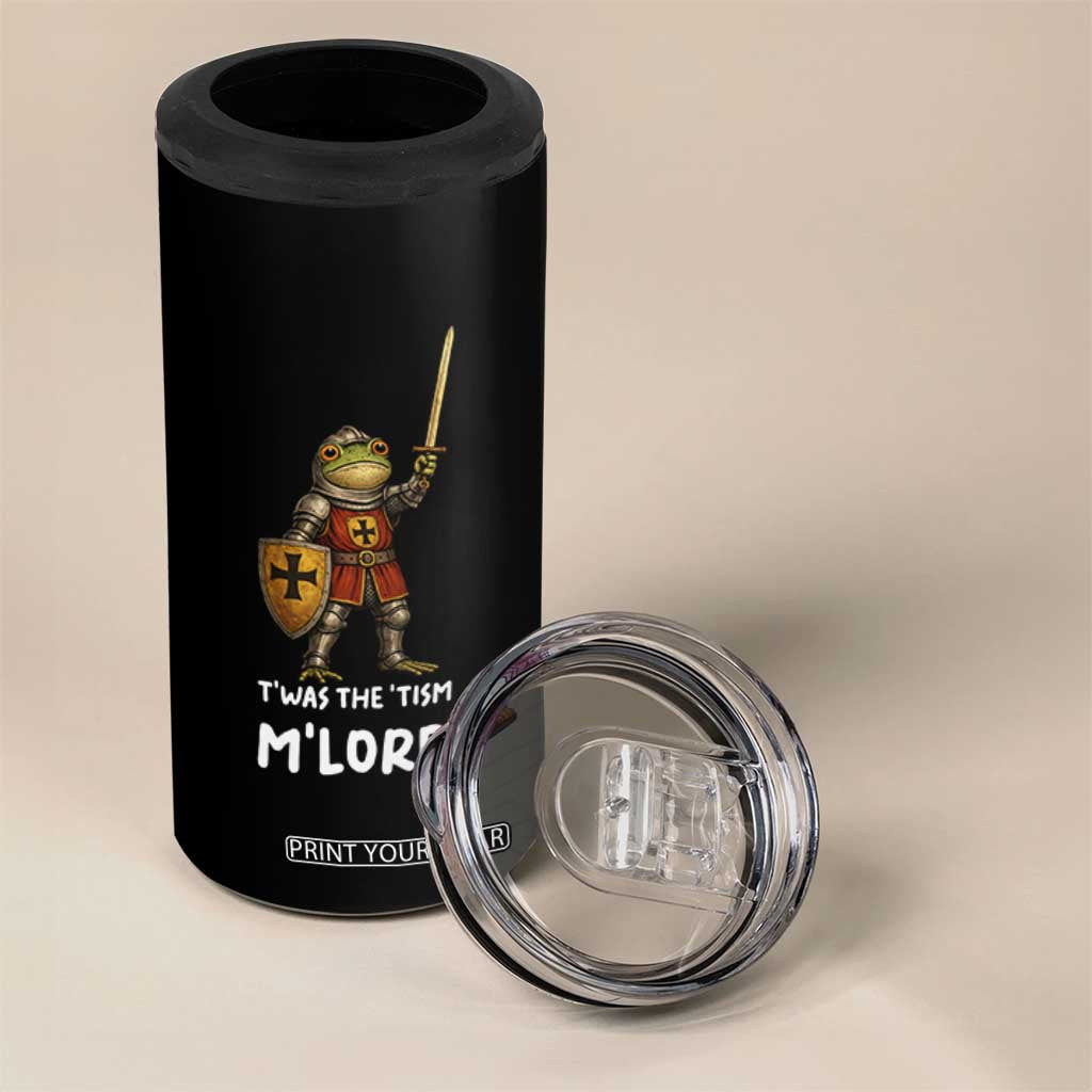 Knight Frog 4 in 1 Can Cooler Tumbler Funny T'was The Tism M'Lord Vintage Autism Medieval TS10 Print Your Wear