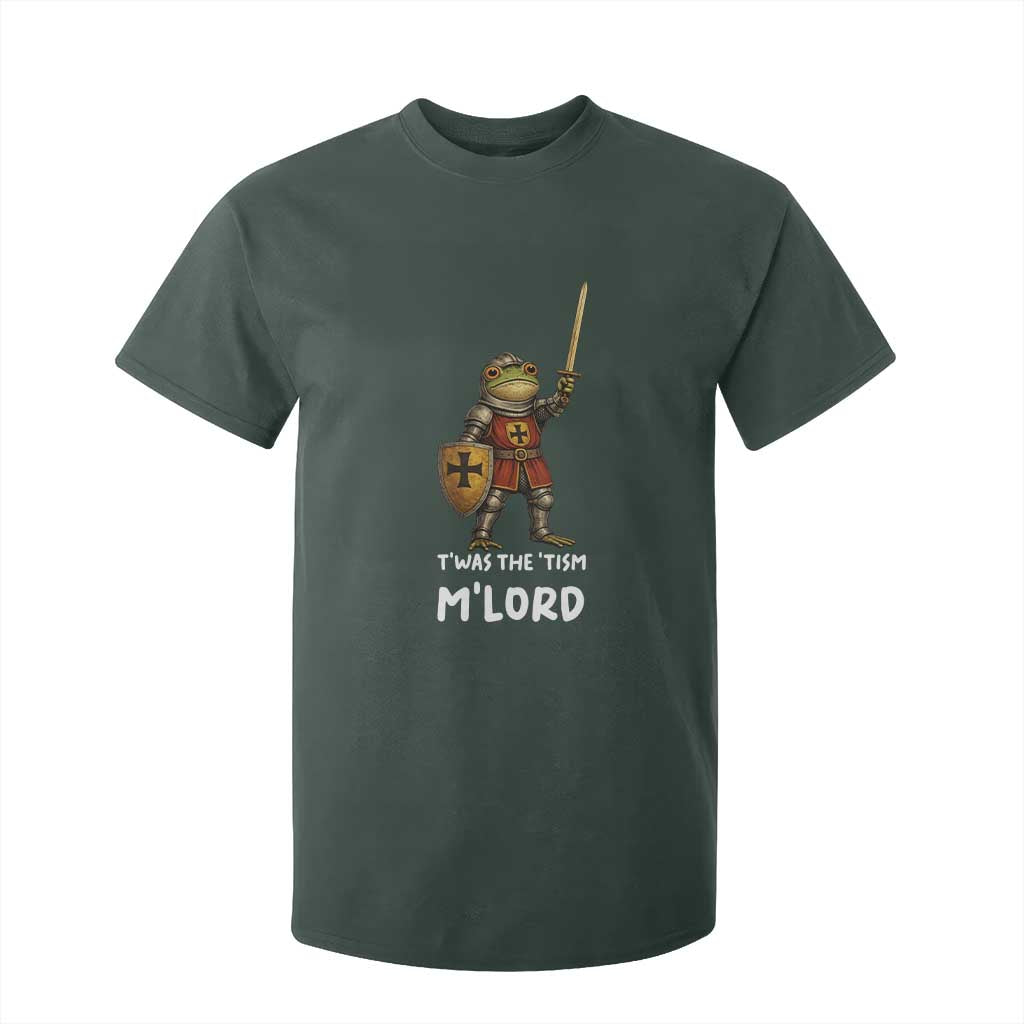 Knight Frog T Shirt For Kid Funny T'was The Tism M'Lord Vintage Autism Medieval TS10 Dark Forest Green Print Your Wear