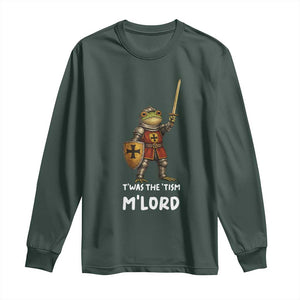 Knight Frog Long Sleeve Shirt Funny T'was The Tism M'Lord Vintage Autism Medieval TS10 Dark Forest Green Print Your Wear