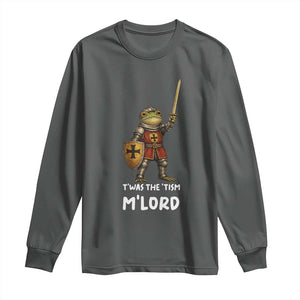 Knight Frog Long Sleeve Shirt Funny T'was The Tism M'Lord Vintage Autism Medieval TS10 Dark Heather Print Your Wear