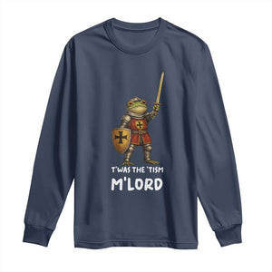 Knight Frog Long Sleeve Shirt Funny T'was The Tism M'Lord Vintage Autism Medieval TS10 Navy Print Your Wear