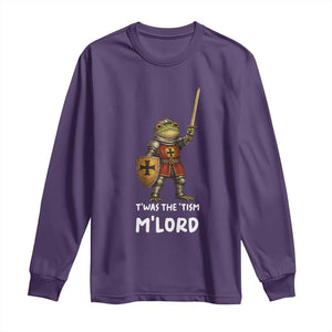 Knight Frog Long Sleeve Shirt Funny T'was The Tism M'Lord Vintage Autism Medieval TS10 Purple Print Your Wear